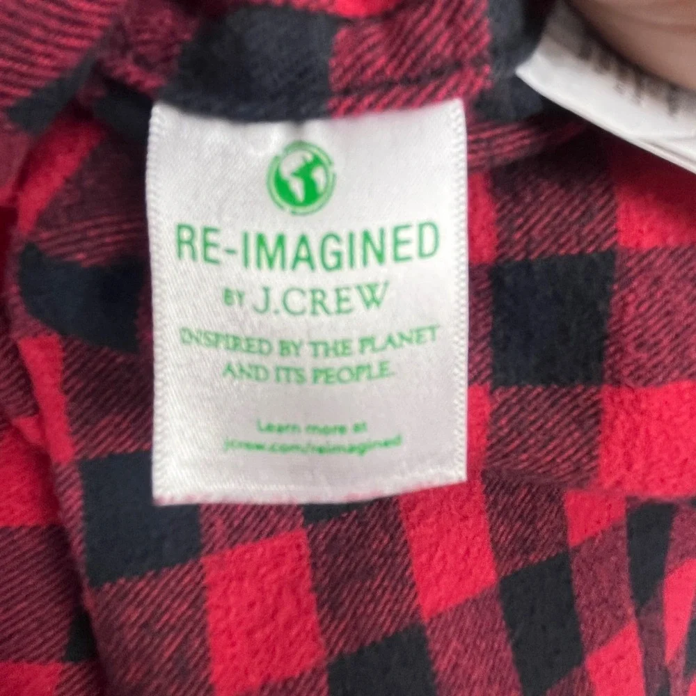 J.Crew Flannel Shirt Mens Large (L) Red Black‎ Buffalo Check Classic Fit Cotton